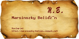 Marsinszky Belián névjegykártya